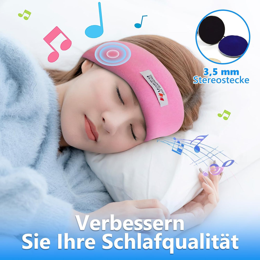 Sharplace Schlafkopfhörer Stirnband mit Kabel, Kopfhörer im Stirnband Sport, Soft Comfortable Wired