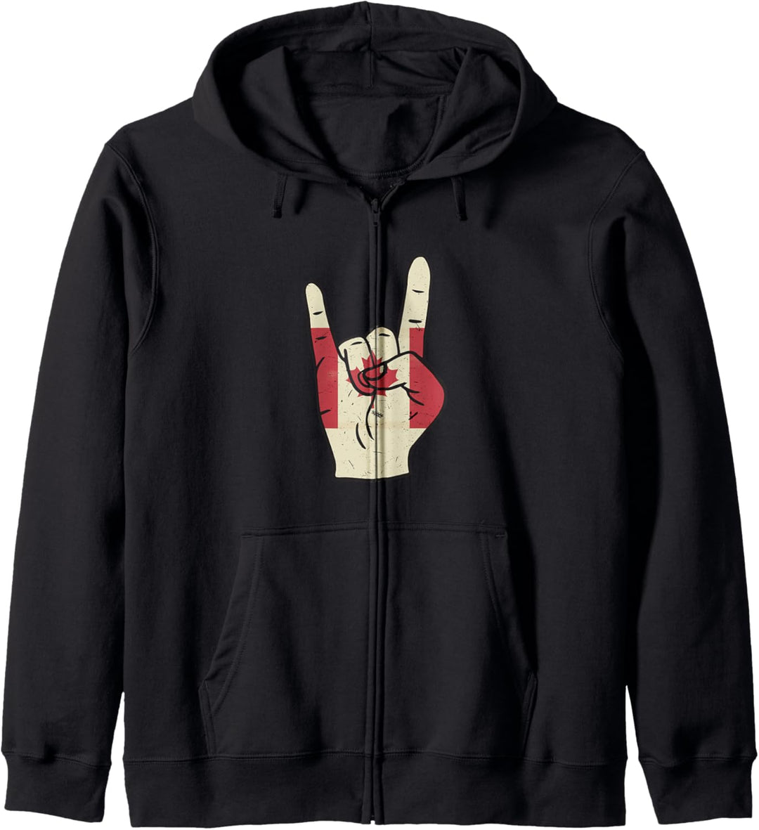 Kanada Flagge Hard Rock On Fan Hand Damen Herren Kinder Kapuzenjacke