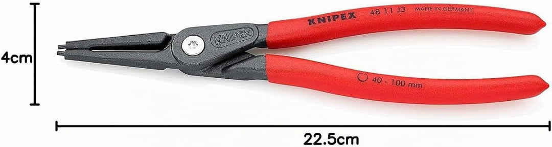 Knipex Präzisions-Sicherungsringzange für Innenringe in Bohrungen grau atramentiert, mit rutschhemme