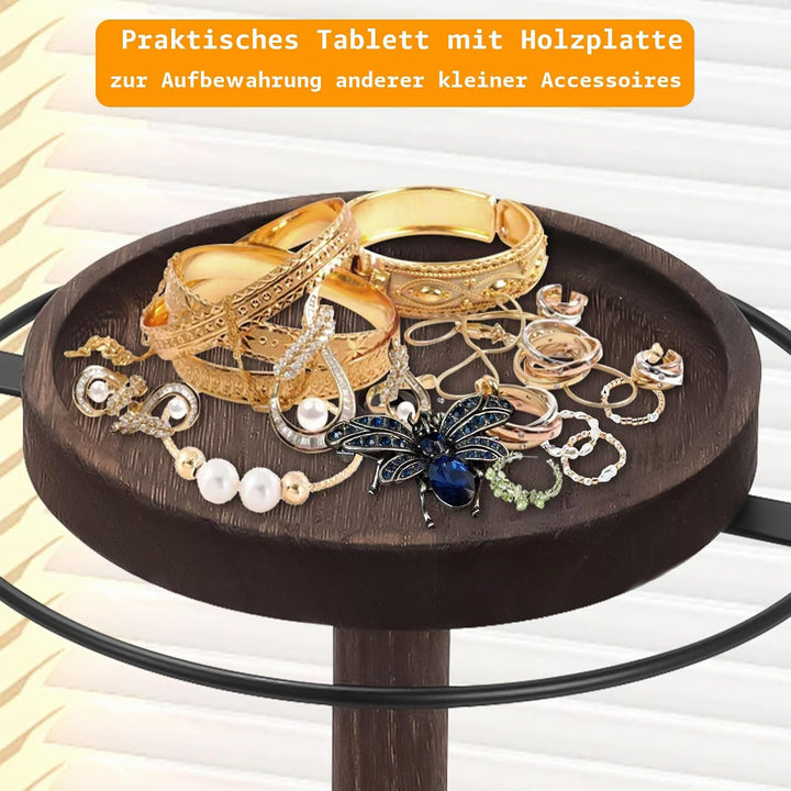 Qivine Brillenständer für Mehrere Brillen, Metallrahmen Brillenhalter Tisch mit Holzsockel, 360° Dre