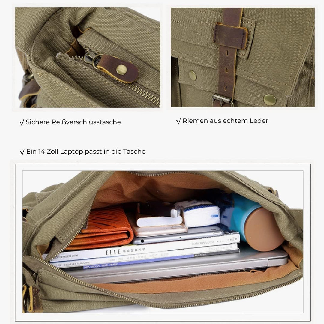 Eysee Schultertasche Herren Canvas-Umhängertasche Daypack für Alltag und Sport 35cm (L) X 30cm(H) X