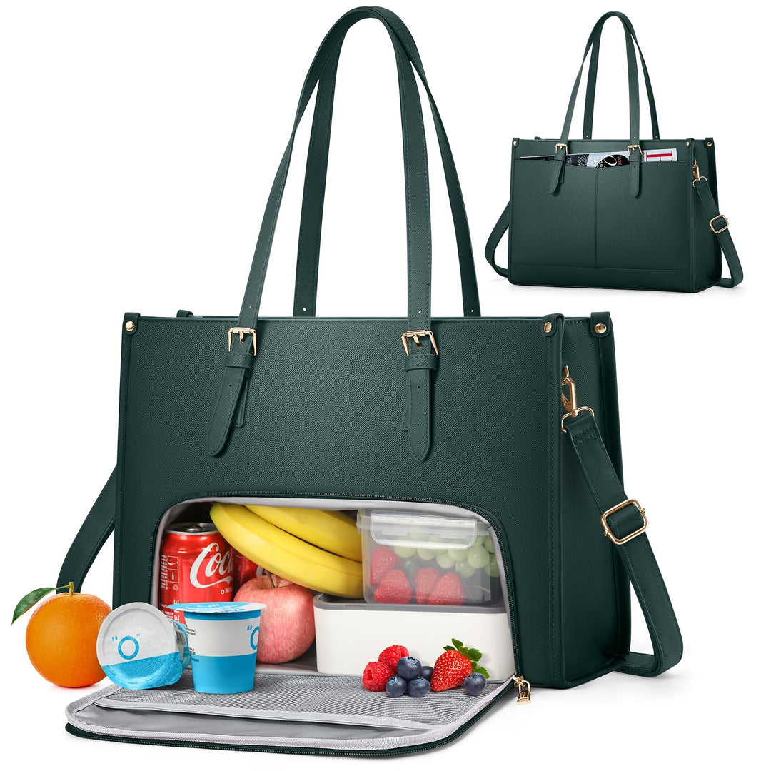 RAINSMORE Laptoptasche Arbeitstasche Damen Gross mit Isolierted Kühlfach Grün, Grün