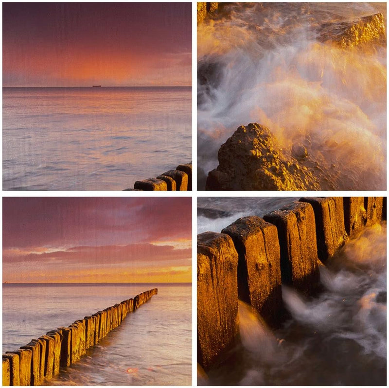 Wandbilder Dekoration Wohnzimmer Boot Landschaft Meer Ostsee Panorama Bilder auf Leinwand 120x50cm L