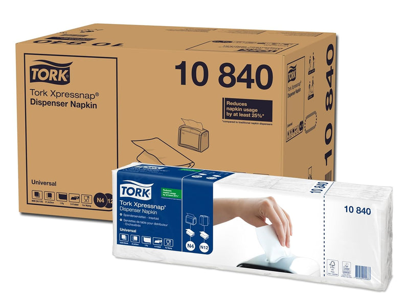 Tork 10840 Xpressnap Spenderserviette unbedruckt / Weisse Papierserviette für Serviettenspender N4 /