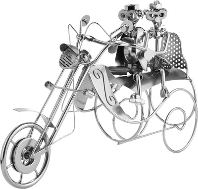 BRUBAKER Flaschenhalter Paar auf Motorrad Metall Skulptur Geschenk mit