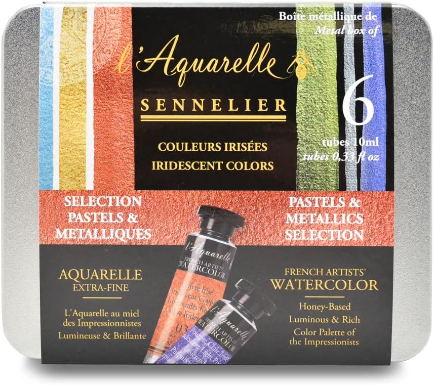 Sennelier l'Aquarelle Irisierende Farben, Pastels & Metallics Selection 6 Tuben ? 10ml