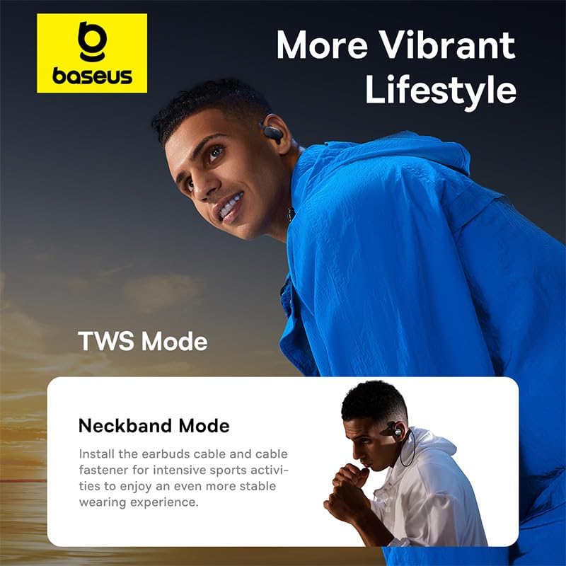 Baseus Eli Sport 1 Open-Ear TWS Auriculares Inalámbricos Abiertos Con Escuche de Carga Negros