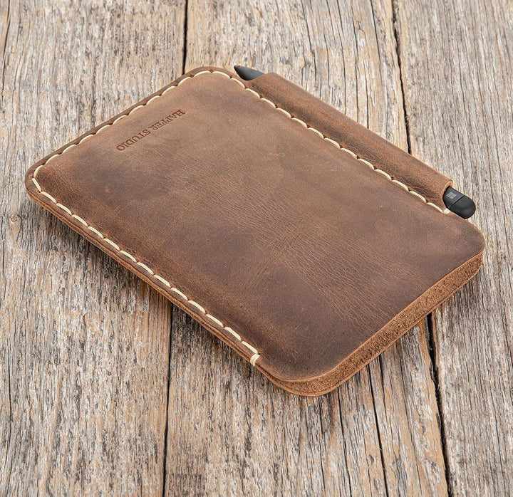 Leder Tasche für Microsoft Surface Duo mit PEN Tasche (für Duo 2 mit Pen Cover, Braun) für Duo 2 mit