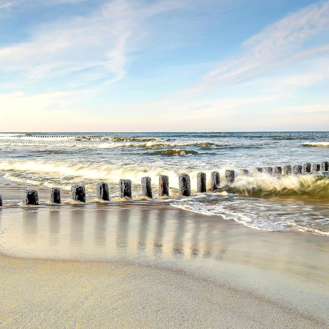 Runa Art Wandbild XXL Strand Meer Schlafzimmer Wohnzimmer 200 x 80 cm Bunt 5 Teilig - Made in German