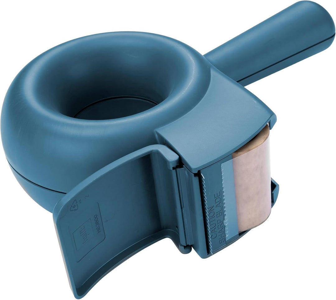 helit H6380034 - Klebebandabroller „the bagel“, blau, Paketbandabroller, Kleberoller, Handabroller,