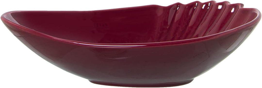 DRW Runde Keramikmitte in Bordeaux 40 x 27 x 10 cm, Mehrfarbig, estandar