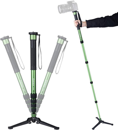 Einbeinstativ, Moman MA66 Kamera Monopod mit Standspinne Reisestativ Kohlefaser Kompakter Tragbarer