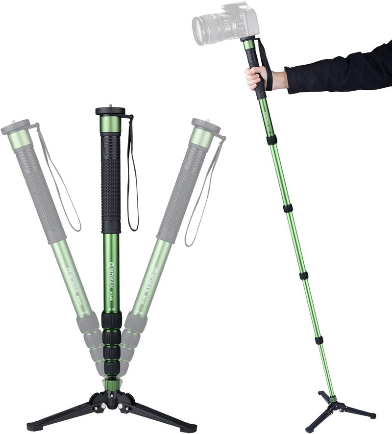 Einbeinstativ, Moman MA66 Kamera Monopod mit Standspinne Reisestativ Kohlefaser Kompakter Tragbarer