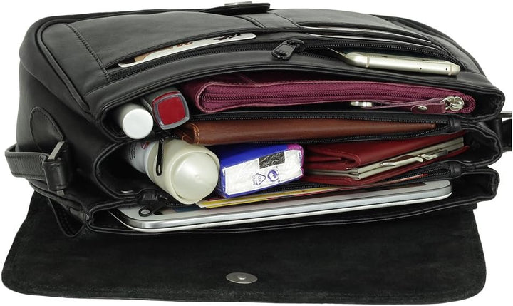 Ledershop24 Leder Damen Umhängetasche Schultertasche Festivaltasche Handtasche Tasche 28 cm vers. Fa