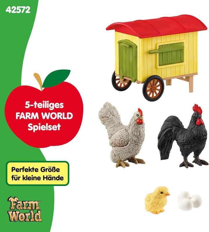 schleich Farm World | Hühnerstall 42572 | schleich Tiere Set & Zubehör | Stall auf Rädern und abnehm