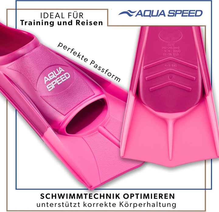 Aqua Speed Kurze Schwimmflossen für Erwachsene und Kinder I HIGH TECH | weiche Trainingsflossen I le