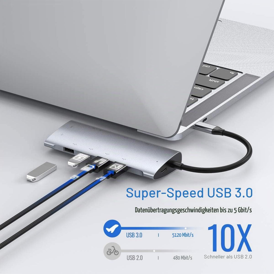 USB C Hub,Typ C Adapter 11 in 1 mit 4K-HDMI,VGA, USB-C 100W PD, 1*USB2.0, 3*USB3.0, RJ45-Gigabit-Eth