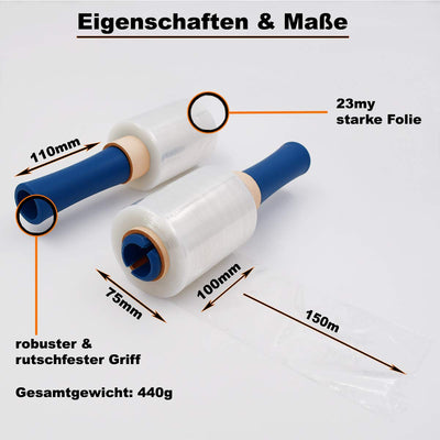 Verpacking Mini-Stretchfolie 23my stark 100mm x 150m 40 Rollen reissfest, dehnbar & zuverlässig 40 R