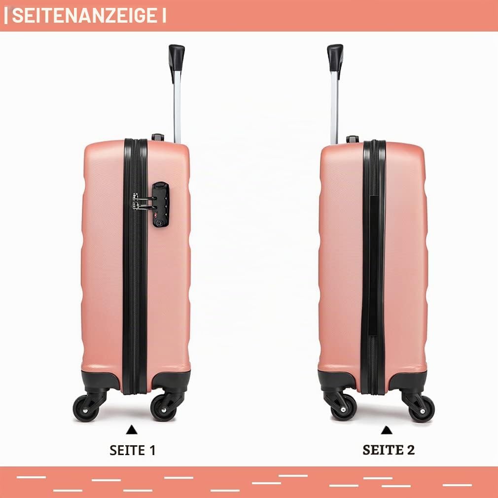 KONO Handgepäck Koffer Hartschale Leicht Reisekoffer mit Rollen und TSA Schloss, Klein Koffer Trolle