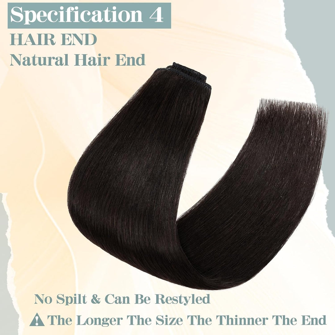 S-noilite Clip in Extensions Echthaar Natürliches Schwarz Haarverlängerung Echthaar Clip in Extensio