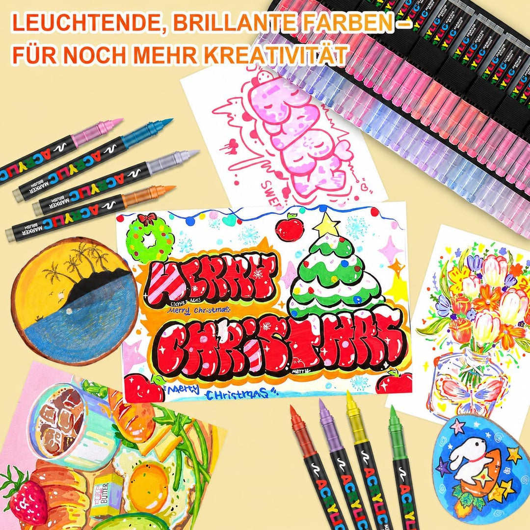 Laconile 288 Farben Acrylstifte Set – Acrylmarker mit Direct Liquid Design, CD-Tasche zum einfachen