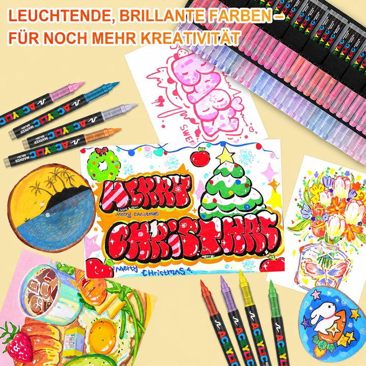 Laconile 288 Farben Acrylstifte Set – Acrylmarker mit Direct Liquid Design, CD-Tasche zum einfachen