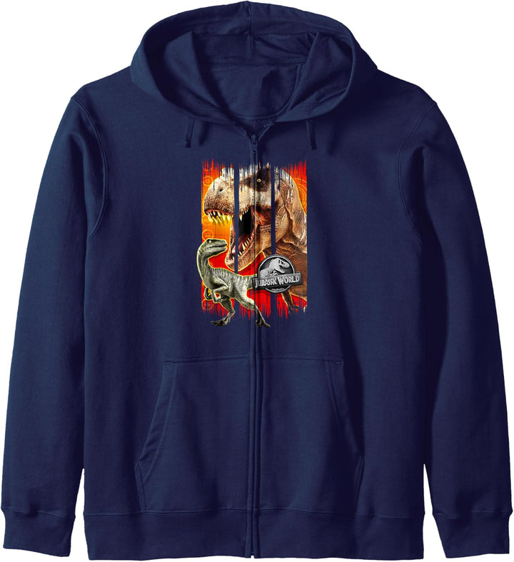 Jurassic World T-Rex &amp; Raptor Distressed Panels Kapuzenjacke