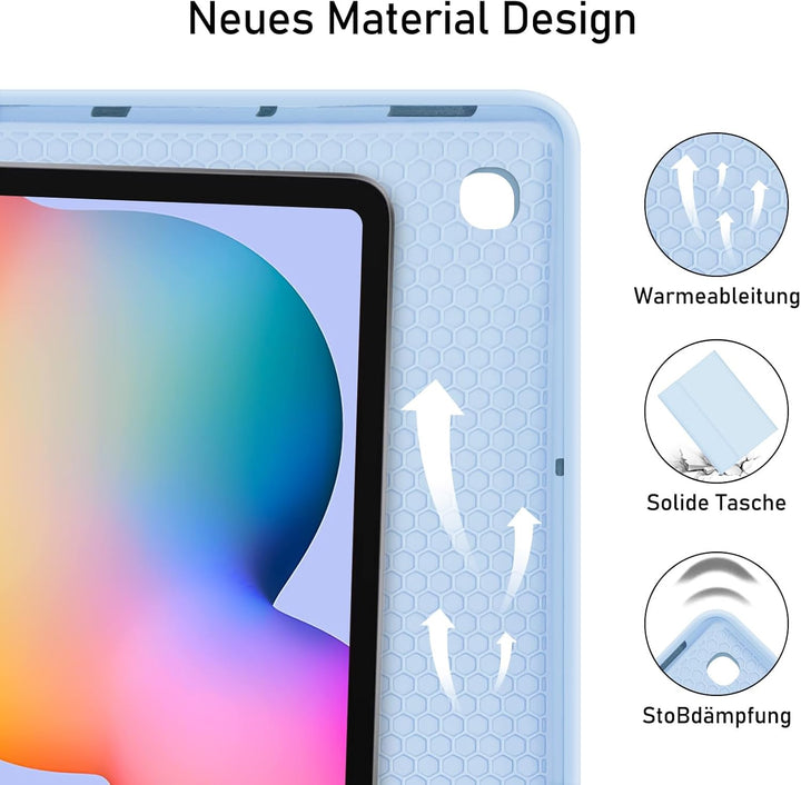 Hülle mit Tastatur für Samsung Galaxy Tab S6 Lite 2024/2022/2020, Schutzhülle mit Pencil Halter Wire