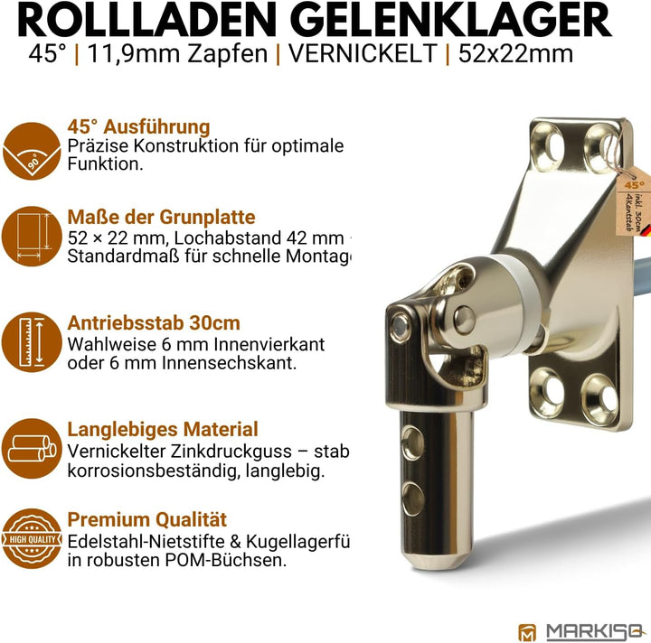 Rolladen Gelenklager 45° Lager Getriebe für Rolladen Rolladenlager Rolladen Kurbelgetriebe Gelenklag