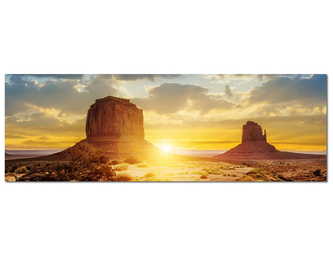 Paul Sinus Art Panoramabild auf Leinwand und Keilrahmen 150x50cm USA Monument Valley Sonnenuntergang