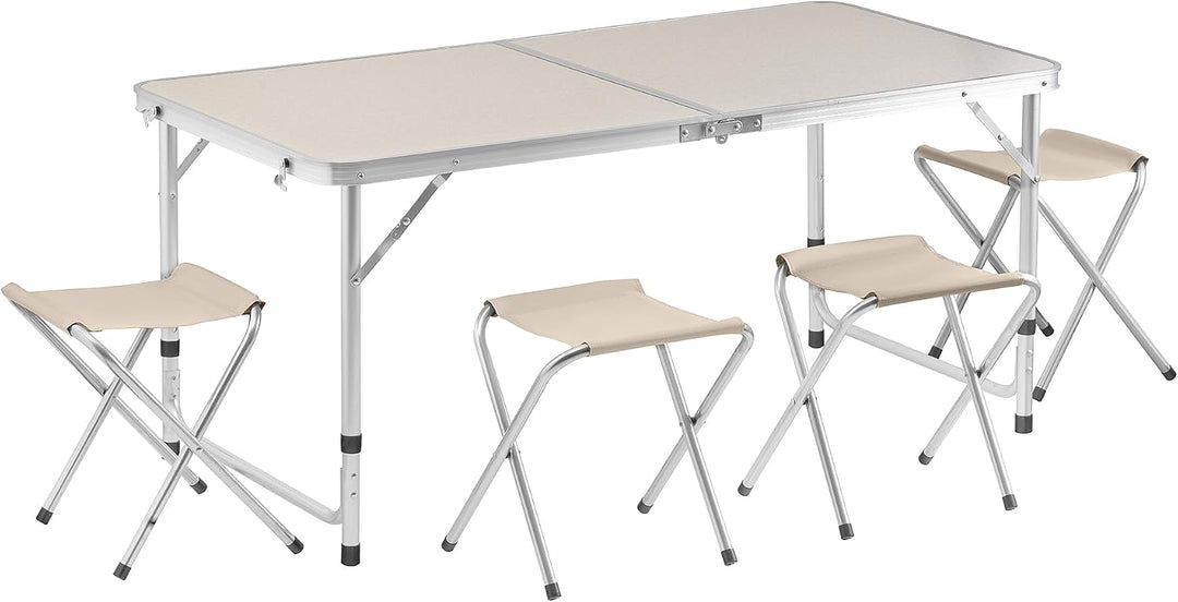 SEVICO Camping Set - Klappbarer Tisch &amp; 4 Stühle, höhenverstellbar (54-70 cm), leicht zu transportie