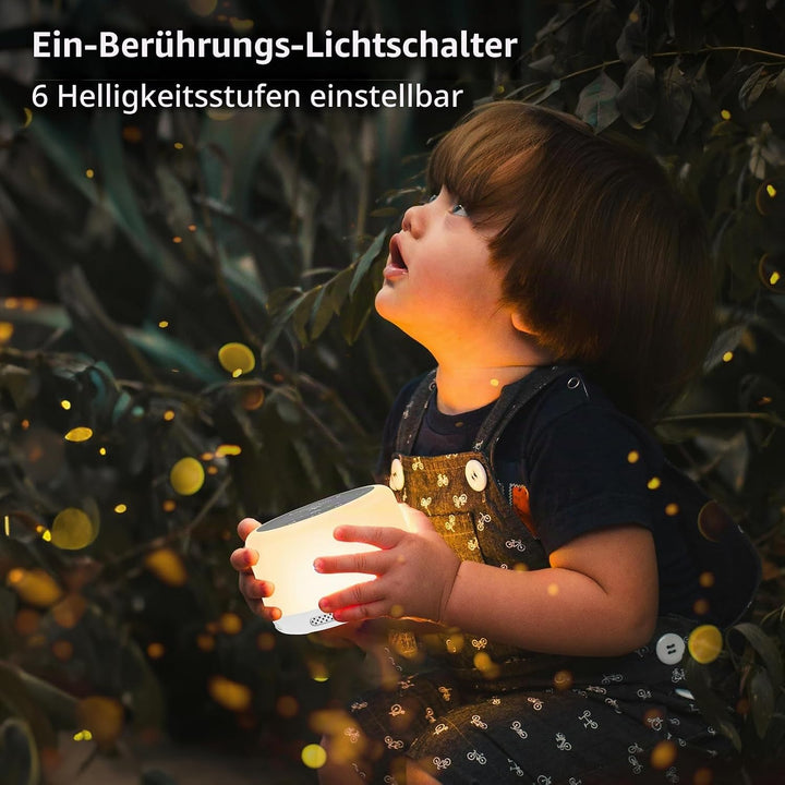 White Noise Machine Baby Einschlafhilfe Spieluhr 30 Klängen,Drahtlose Verbindung 5 Helligkeitsstufen