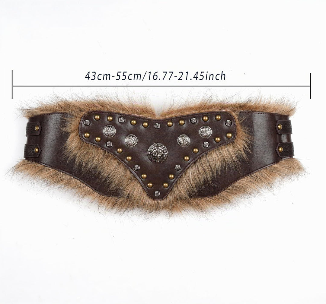 keland Wikinger Gürtel Breit Mittelalter Gürtel Leder Rüstungsgürtel für Damen Herren (Braun-2), Bra