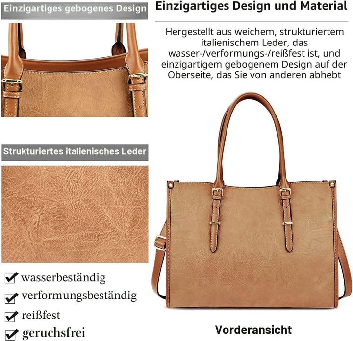 NUBILY Handtasche Damen Shopper Damen Gross Umhängetasche Laptoptasche 15.6 Zoll PU Leder Aktentasch