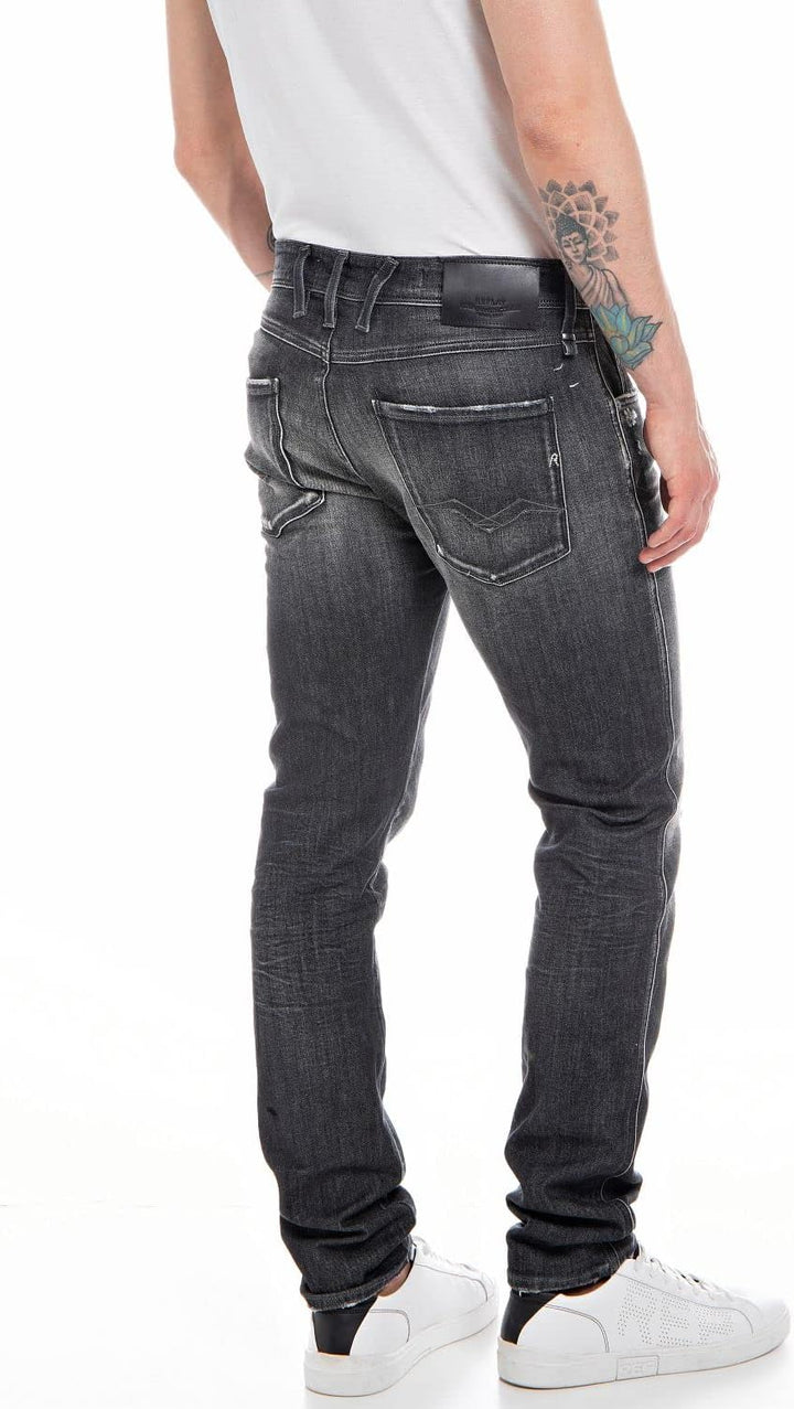 Replay Herren Jeans Anbass Slim-Fit Aged mit Power Stretch, 097 Dark Grey