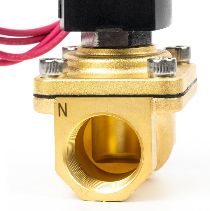 U.S. Solid 3/4" Magnetventil - Messing AC 230V mit Viton-Dichtung, stromlos geschlossen, Bleidraht-T