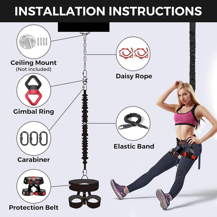 DASKING Heavy Bungee Band Set, Air Yoga Widerstand Bungee Stretch Gürtel, 4D Bungee Tanzseil, Exerci