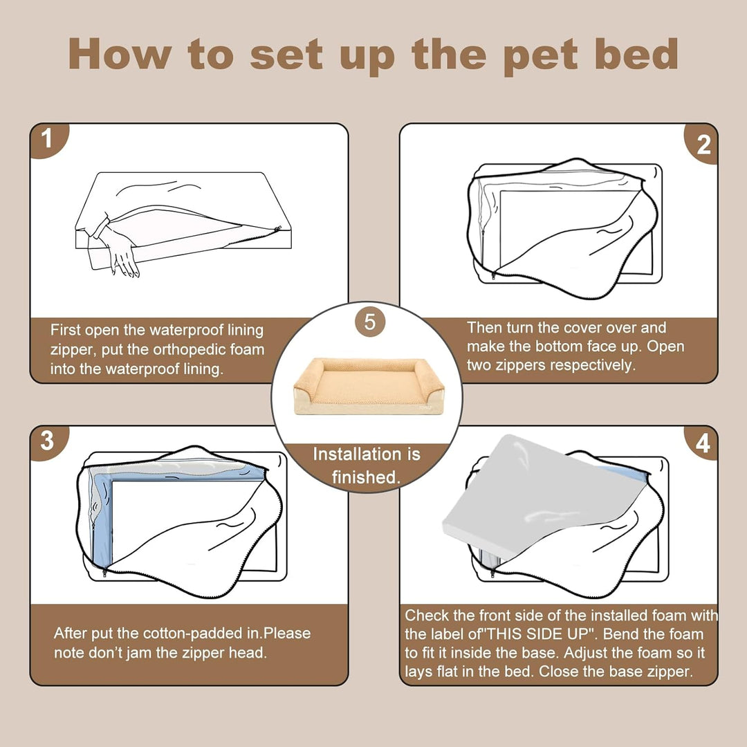 JOYELF Orthopädisches Hundebett für grosse Hunde, U-förmiges Schaumstoff-Sofabett, wasserdichtes Hau