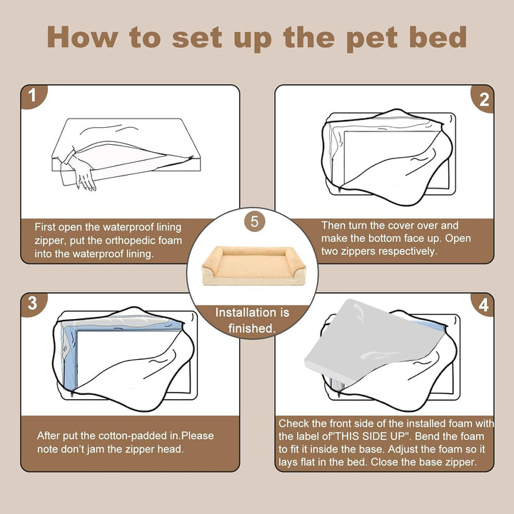 JOYELF Orthopädisches Hundebett für grosse Hunde, U-förmiges Schaumstoff-Sofabett, wasserdichtes Hau