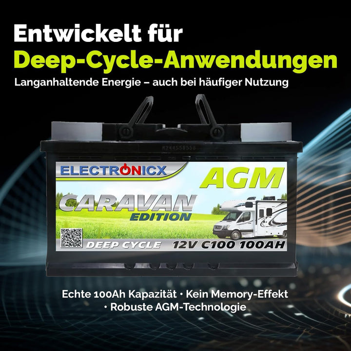 Electronicx Wohnwagen AGM Batterie 100Ah 12V - Mover Solarbatterie Camping Solar Akku batterien wohn