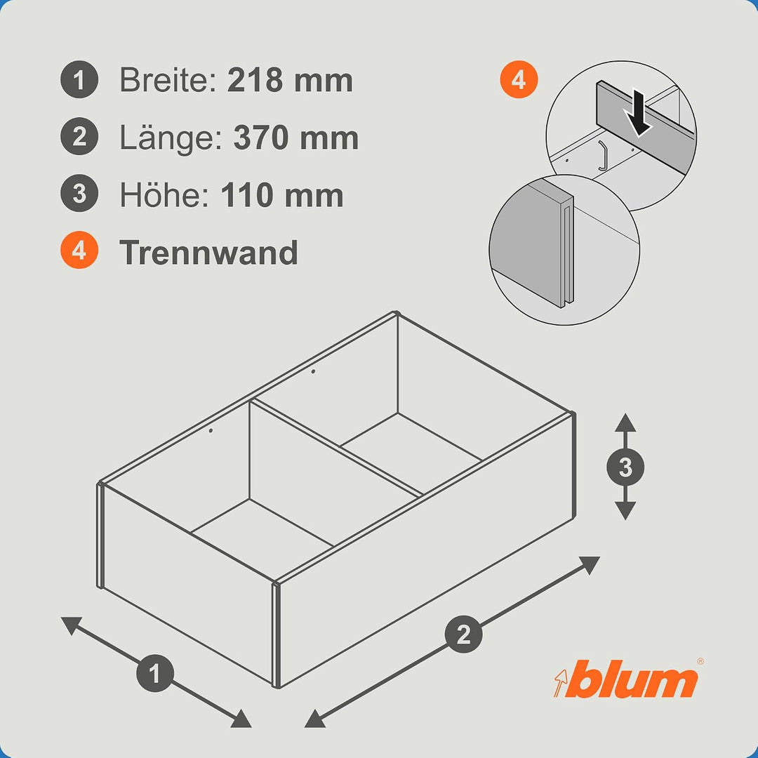 BLUM AMBIA-LINE Frontauszugsrahmen, ab NL400mm, B218mm, Farbe: Bardolino Eiche, Bardolino Eiche