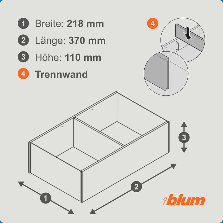 BLUM AMBIA-LINE Frontauszugsrahmen, ab NL400mm, B218mm, Farbe: Bardolino Eiche, Bardolino Eiche