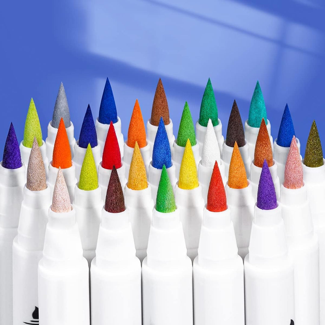 Arrtx Acrylstifte für Steine Bemalen, 30 Farben Wasserfeste Acrylstifte Marker Pinselspitze, Schnell
