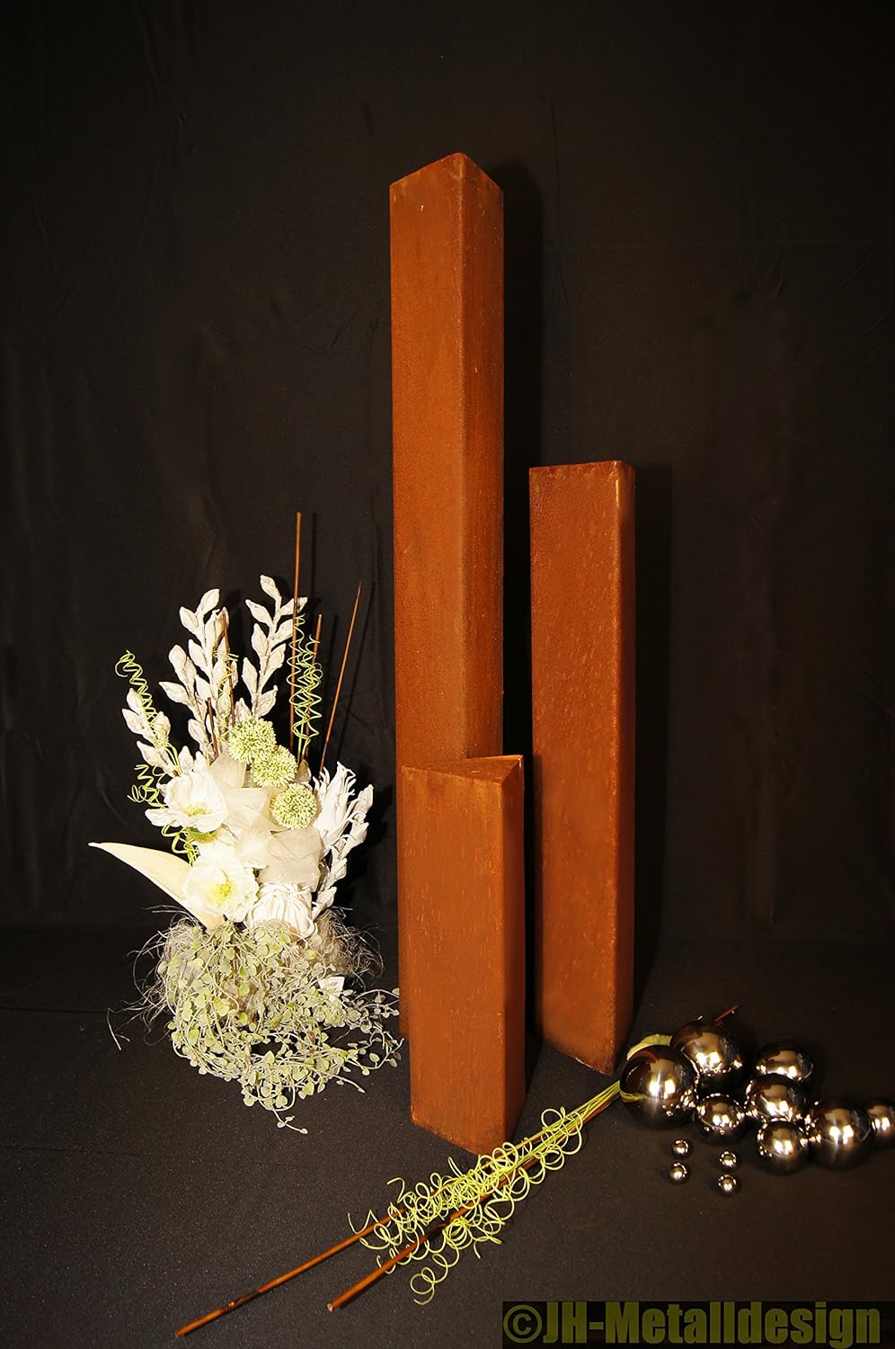 JH-Metalldesign Säulenset Edelrost Säulen Set Rost Garten Dekoration Stele