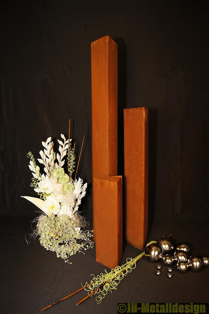 JH-Metalldesign Säulenset Edelrost Säulen Set Rost Garten Dekoration Stele