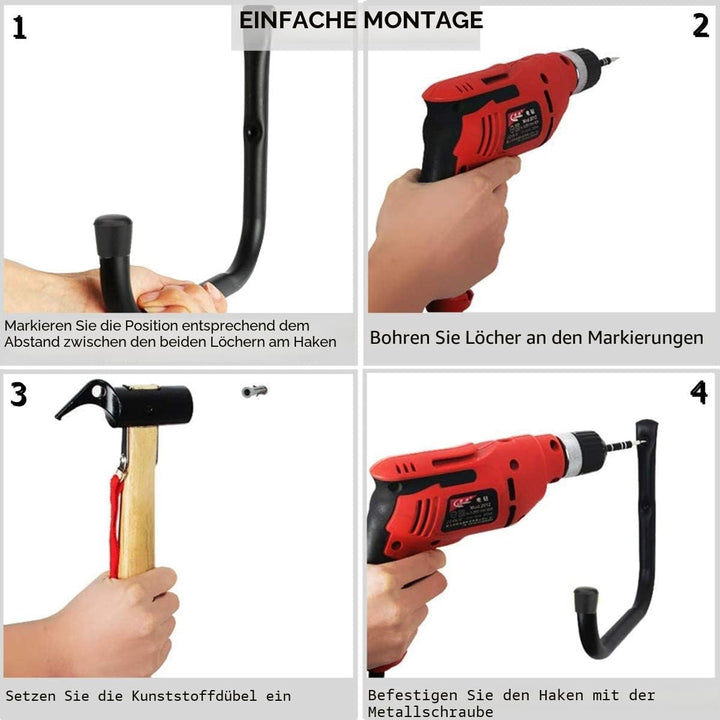 pipabiba Robuste Kajak-Aufbewahrungshaken, 38 cm Arm, Wandmontage, Garage, Surfbrett, Leiter, Utilit