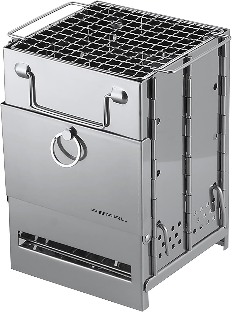 PEARL Campingkocher: 4er-Set Camping-Holzöfen aus Edelstahl, faltbar, inkl. Transporttasche (Camping