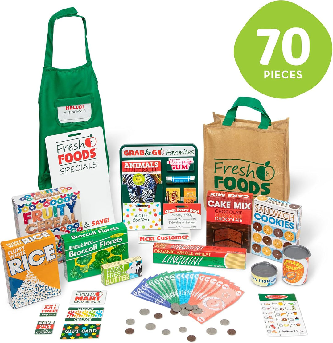 Melissa & Doug 5183 Fresh Mart Grocery Store Play Food & Role Play Companion Set (70+ Pieces) Role P