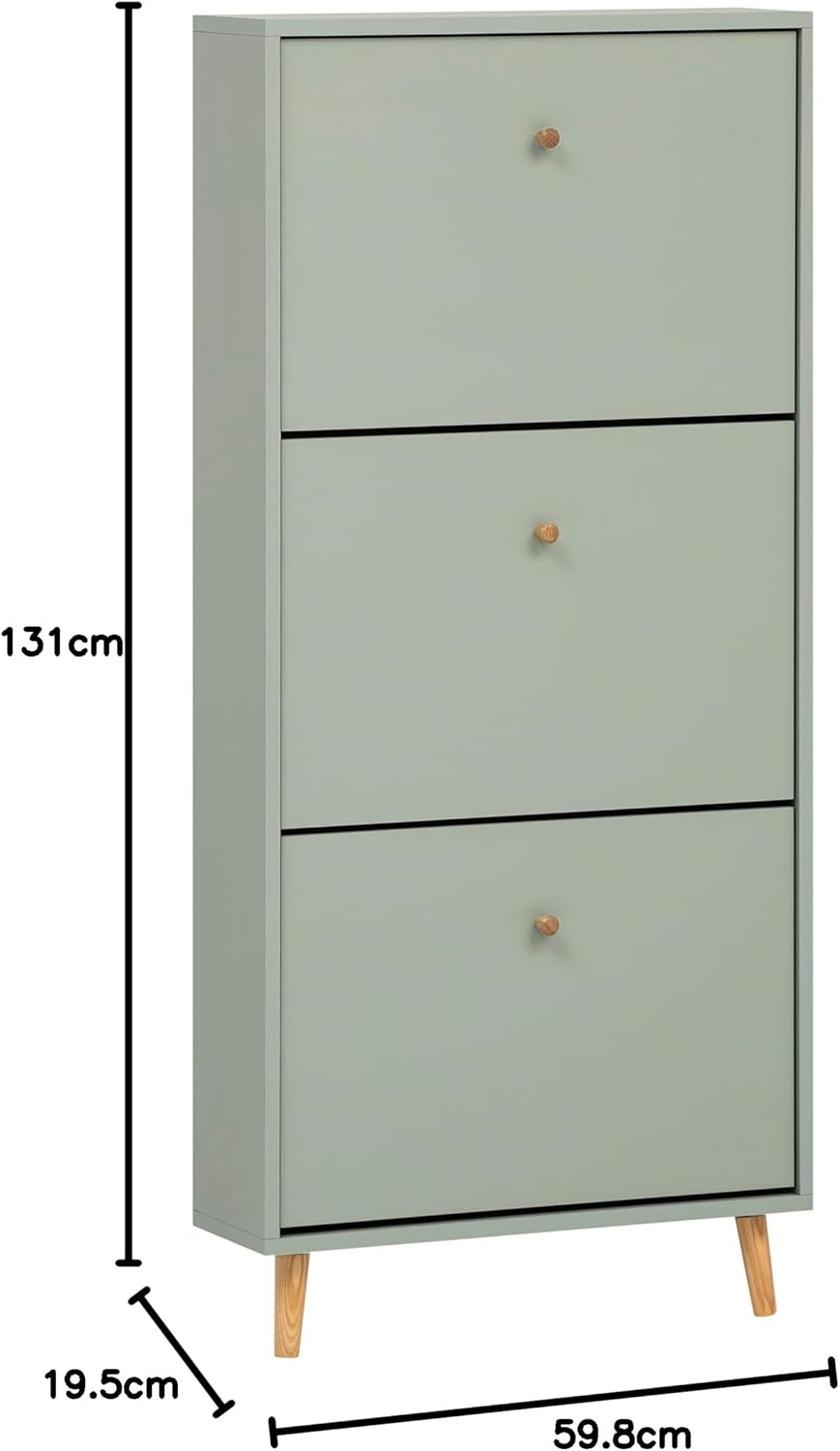 Schildmeyer Bjarne Schuhschrank 158674, Pistazie, 59,8 x 19,5 x 131 cm, platzsparend durch geringe T
