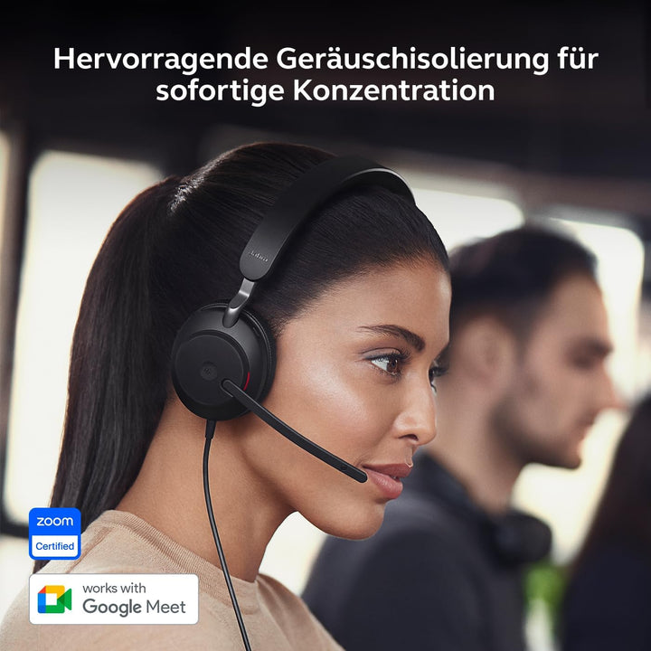 Jabra Evolve2 40 SE Kabelgebundenes Mono-Headset mit Geräuschunterdrückung, 3-Mikrofon-Technologie u